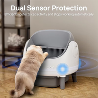 Bac à litière pour chat automatique intelligent à nettoyage automatique, design ouvert, contrôle par application, double capteur de sécurité, grande capacité 76L, nettoyage facile