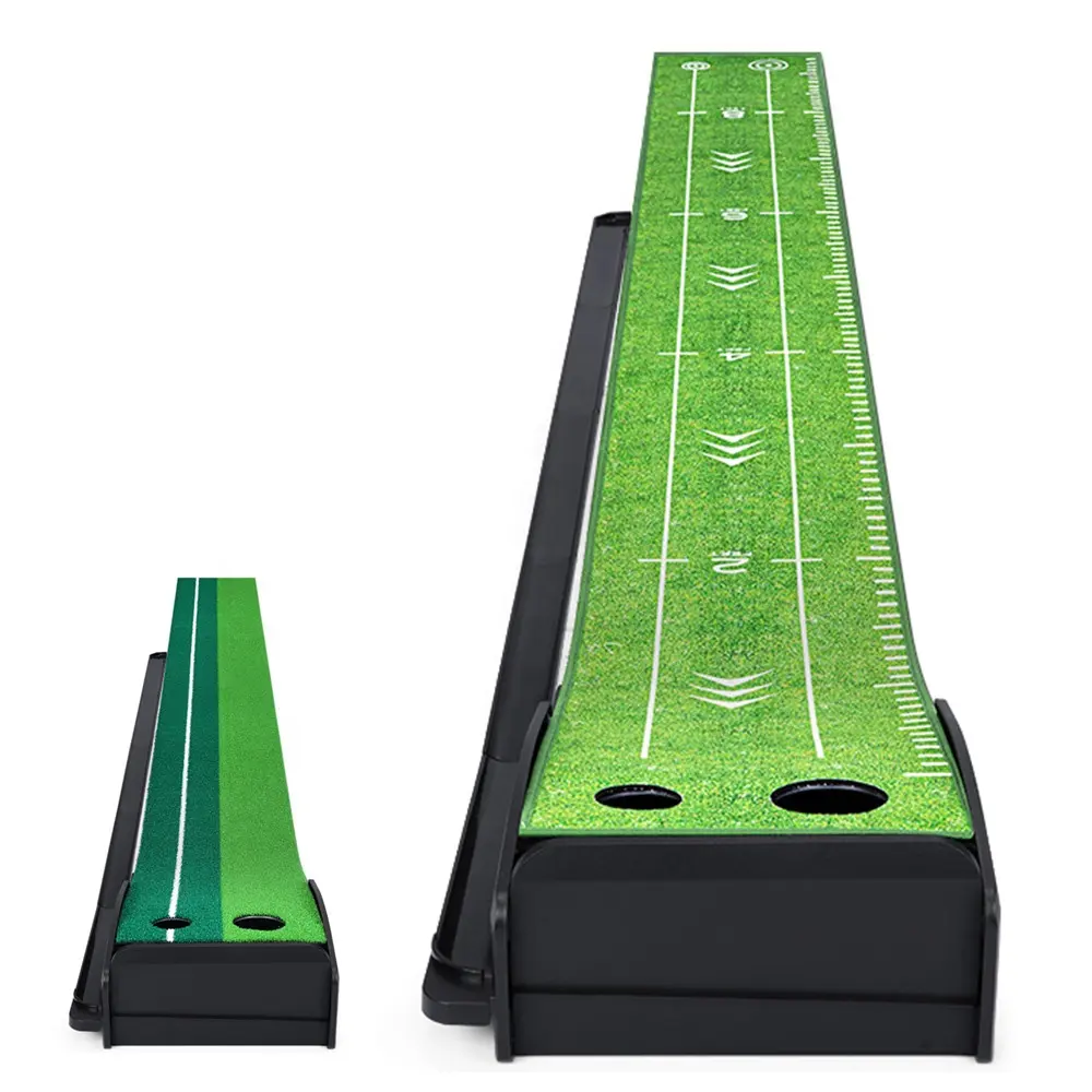 새로운 디자인 3m 골프 퍼팅 매트 퍼팅 트레이너 골프 매트 자동 볼 리턴 트랙 및 장벽