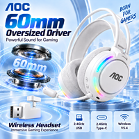 Casque de jeu sans fil AOC avec microphone, éclairage RGB, écouteurs stéréo pour PC Gaming, pour les joueurs d'e-sport, vente en gros