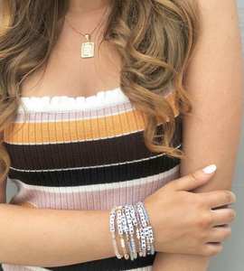 Personalizzato delicato cristallo naturale <span class=keywords><strong>nome</strong></span> personalizzato o iniziali lettera braccialetto di perline per il regalo - Product Image 4