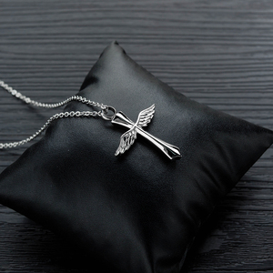 Funeral Angel Wings Cross Memorial Collar Titanio Acero Urna Vial Colgante Collar Hombres Para <span class=keywords><strong>Cenizas</strong></span> Cremación Recuerdo Joyería - Product Image 2