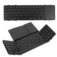 Teclado Plegable Inalámbrico Triple con Panel Táctil y Ratón Recargable, Mini Teclado para Windows Phone, PC y Tableta