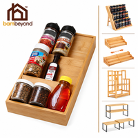 Étagère à épices en bambou durable à 3 niveaux et 12 compartiments, design simple et moderne, pour tiroir de cuisine
