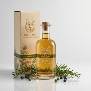 Bouteille en verre super flint de 500 ml avec bouchon en liège, vide, pour spiritueux, vodka, whisky, gin, acceptant le logo personnalisé et la boîte d'emballage – Vente en gros directe usine - Product Image 2