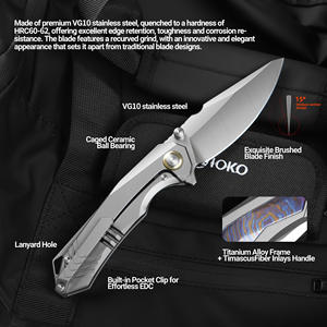 Couteau pliant <span class=keywords><strong>à</strong></span> manche en alliage de titane Timascus, système Liner Lock, acier VG-10, pour <span class=keywords><strong>la</strong></span> chasse, <span class=keywords><strong>le</strong></span> camping et les activités de plein air, couteau de poche DIY - Product Image 5