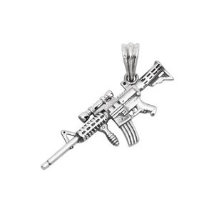 Collar con Colgante de Pistola de Rifle Automática, Joyería de Moda Hip Hop de Plata de Ley 925 Personalizada - Product Image 1