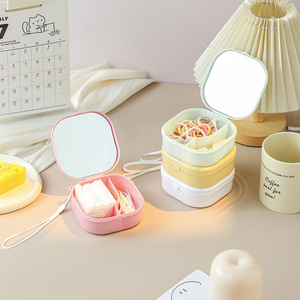 Portable Jewelry <b>Box</b> With Compartments For Travel And Desk Use In Pink Yellow Green White Colors - Product Image 1