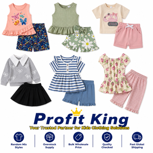 ชุดเสื้อผ้าเด็กฤดูร้อนผ้าฝ้ายแบบสุ่มคละลาย ชุดสองชิ้น ขายส่งจำนวนมาก - Product Image 5