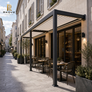 Pérgola de Aluminio RKOVE 3x6m, Montada en Pared, con Toldo LED Cálido, Cubierta Moderna Negra para Terraza - Product Image 6