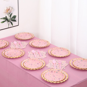 Juego de Vajilla Desechable DAMAI con Diseño de Mariposas Rosas, Platos, Vasos y Servilletas para Fiestas - Product Image 3