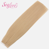 Extensions de cheveux vierges blondes lisses de qualité supérieure, double trame, à bandes adhésives, vente en gros d'usine