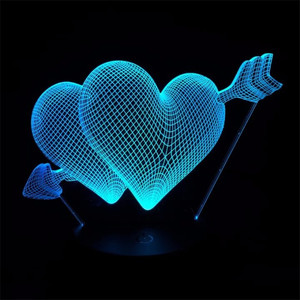 Multicolor <span class=keywords><strong>dulce</strong></span> de Navidad amante corazón ilusión boda, Flecha de Cupido amor 3d lámpara luz de noche para niños - Product Image 4