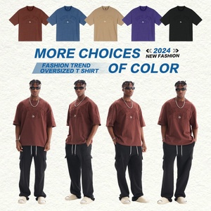 Personnalisé de haute qualité 3D broderie lettre Logo unisexe surdimensionné T-Shirt 100% coton Streetwear coupe décontractée style décontracté pour hommes - Product Image 6