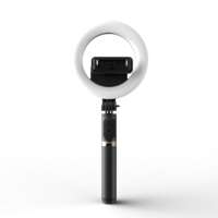Perche à selfie télescopique Q07 avec anneau lumineux LED, rotation à 360°, télécommande sans fil, trépied, en ABS et alliage d'aluminium, 274g, 798mm