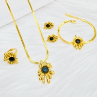Nouveau Collier Tournesol pour Femme, Accessoires de Fête, Collier Floral avec Yeux, Boucles d'Oreilles Clous, Ensemble de Bijoux, Carte Cadeau Noël