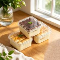 Boîte à tiramisu carrée en plastique rigide haute transparence Huixinghai, conteneur de présentation alimentaire pour sushi, biscuits, pain, mousse, bonbons