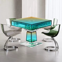 Table de Mahjong en Acrylique Multifonctionnelle de Style Italien Luxe Léger Design Moderne Salle de Jeu de Cartes Hôtel Club Entièrement Automatique