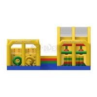 Parcours d'obstacles gonflable géant Wolong 40x10m arc-en-ciel, vente chaude, directement de l'usine, PVC durable, double piste pour la location, capacité supérieure à 500 kg