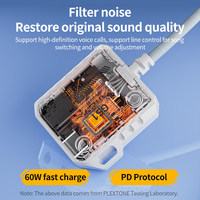 Plextone GS1 2-in-1 Adapter USB-C auf 3,5mm Kopfhöreranschluss Adapter Typ C zu Audio-Kabel Hi-Res Ladeadapter