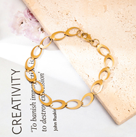 HOVANCI-Bracelet minimaliste anti ternissement en acier inoxydable plaqué or 18 ct, bijoux, cadeau, chaîne à maillons épais faite à la main