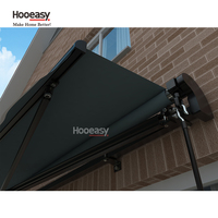 Auvent de jardin Hooeasy, auvent de patio, auvent pare-soleil, auvent rétractable manuel électrique, cadre noir, auvent à bras repliable