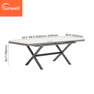 Ensemble de <span class=keywords><strong>table</strong></span> à manger extensible de luxe en <span class=keywords><strong>aluminium</strong></span> avec plateau en HPL et chaises en corde, mobilier contemporain résistant aux intempéries pour villa - Product Image 3