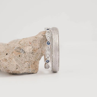 Bague Vintage en Cuivre Plaqué Argent avec Saphir, Motif Géométrique Pointe de Perceuse, Bague de Couple Antique de Luxe Léger et Haut de Gamme