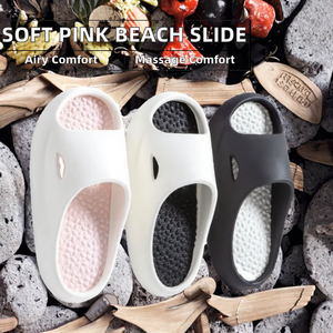 Sandales de plage pour femmes en EVA bicolore respirantes à bout ouvert pour l'été, pantoufles douces roses pour massage des pieds, utilisation en intérieur - Product Image 2