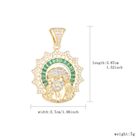Pendentif religieux Vierge Marie en laiton plaqué or 14 carats, micro-pavé de zircon cubique, accessoire de mode hip-hop, vente en gros