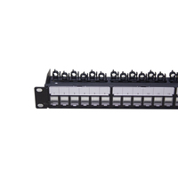 Disesuaikan RJ45 Cat5e/Cat6/Cat6A 24 cara Panel Patch Built-In manajemen kabel dan perlindungan debu