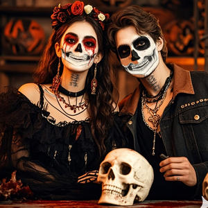 Hot New Halloween Thriller Tattoo Sticker on para <span class=keywords><strong>Amazon</strong></span> Temporal Lip Makeup Decorativo Clavícula Hueso Diseño - Product Image 3