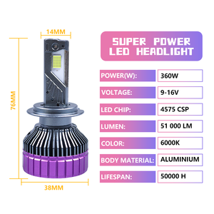 Luces LED Súper Brillantes H4 6000K hb4 9006 Bombillas LED para Coche, Luz Delantera LED de <span class=keywords><strong>400</strong></span> vatios para Coche, Faro Delantero LED h4 de 360w - Product Image 6