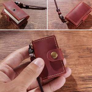 Traveler's Mini Handmade Cowhide Leather Travel Notebook-Promotional Modern Embossed Welcome <b>Gift</b> with Pendant Design - Product Image 3