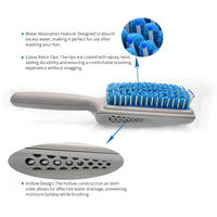 Brosse à cheveux rectangulaire avec poils en nylon et éponge, design creux pour le massage du cuir chevelu et le drainage de l'eau pour les cheveux mouillés