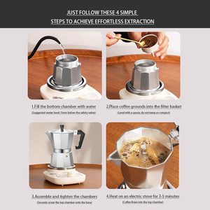 Bình pha cà phê Moka bằng kim loại cổ điển, hai van, mini, dùng trên bếp, có nắp, kiểu Pour Over - Product Image 6