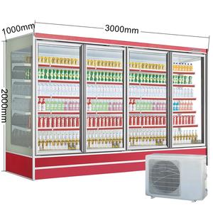 Compresor remoto de vitrina de cortina de aire vertical de frutas <span class=keywords><strong>y</strong></span> verduras con puerta de vidrio 3 METROS compresor exterior - Product Image 1