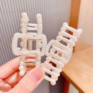 <span class=keywords><strong>PL</strong></span>美人鱼复古发爪夹韩版Ins珍珠发夹气质鲨鱼盘发大夹爪夹 - Product Image 5