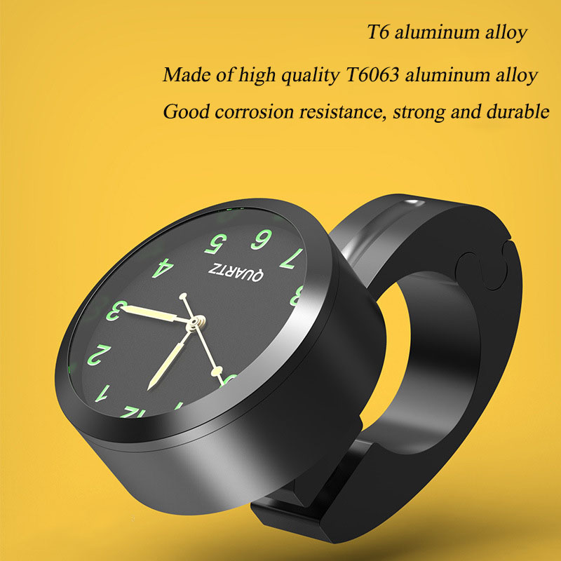 Horloge étanche Pour Guidon De Moto / Vélo - Modèle Rond Noir, Aluminium