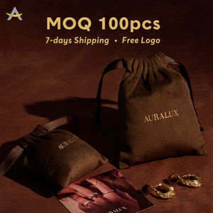 Bolsa de Embalaje de Regalo de Joyería de Terciopelo con Cordón, Reciclable, de Lujo, con Logotipo Personalizado Auralux - Product Image 1