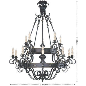 אמריקאי וילה חדר מדרגות גדול נברשת ברזל מנורת נר ברזל רטרו עליית גג תלייה ארוכה נברשת - Product Image 6