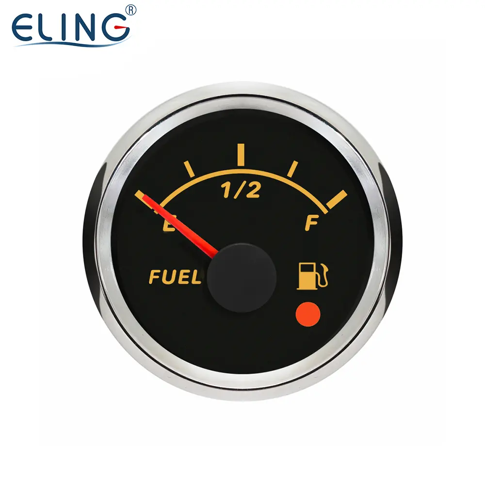 ELING 52mm (2'') Fuel Level Gauge Meter 0-190ohm 240-33ohm Signal Adjustable with 8 Colors Backlight with Alarm for Car Vans