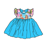 Robe de fête pour bébé fille, en bambou tricoté, imprimée sur mesure, douce, à manches courtes, longueur genou, style tutu, pour l'été