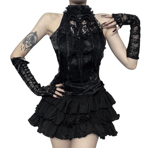 Top Corto Gotico da <span class=keywords><strong>Donna</strong></span> in Dobby con Maniche in Pizzo - Blusa Romantica Vittoriana all'Ingrosso - Product Image 5