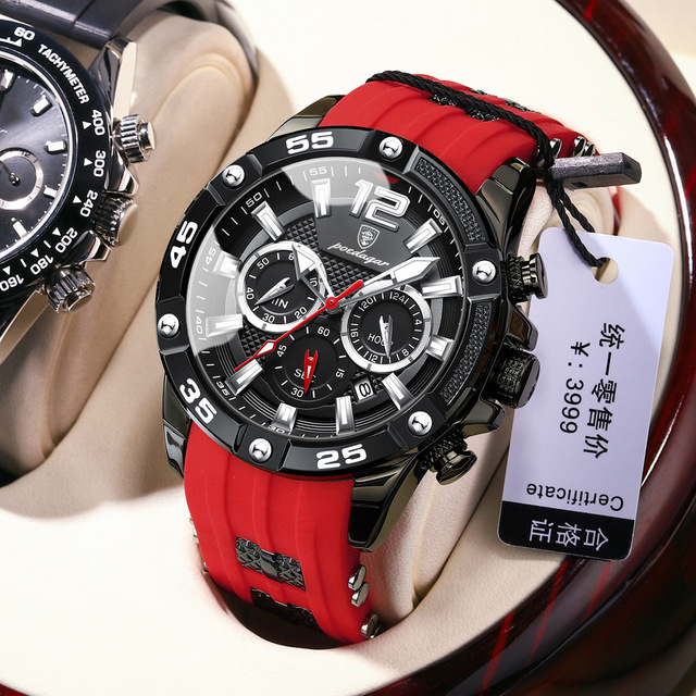 Fashion Wrist Watch for Men Waterproof Luminous Calendar Silicone Band Luxury Quartz Watch