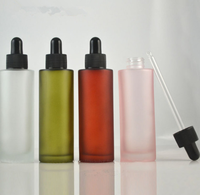 Bouteilles compte-gouttes en verre pour huile essentielle, flacon de 100ml, rose, vert, transparent, rouge, cosmétique givré