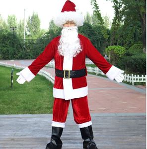Costume de Père Noël de Luxe pour Adultes Costume de Père Noël Homme Rouge Deluxe Noël Clause Outfit Cosplay Xmas Set avec Chapeau Moustache - Product Image 5