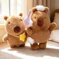 Peluche Capybara Moelleuse et Douce, Assise ou Allongée, avec Mini Canard et Étoile Décorative, Idéale pour Cadeau d'Anniversaire pour Enfants