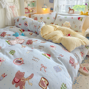 Ensemble de literie personnalisé en gros, simple, épaissi, en molleton de lait de 200 g, écologique, de qualité supérieure, comprenant un drap, une housse de couette, un protège-sommier et un couvre-lit - Product Image 4