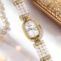 Montre à quartz classique pour femmes, élégante, décontractée, avec bracelet en perles, simple, professionnelle, à trois dimensions, étanche