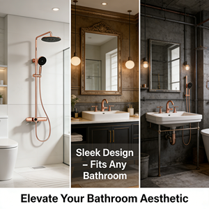 Juego de Grifería de Ducha de Lujo, Latón Dorado Rosa, Accesorios de Baño, Montado en la Pared, Grifo Mezclador de Agua Fría y Caliente de Lujo - Product Image 3